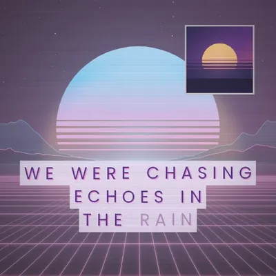 Modèle Vaporwave : soleil rayé et grille rose, paroles en capitales espacées.